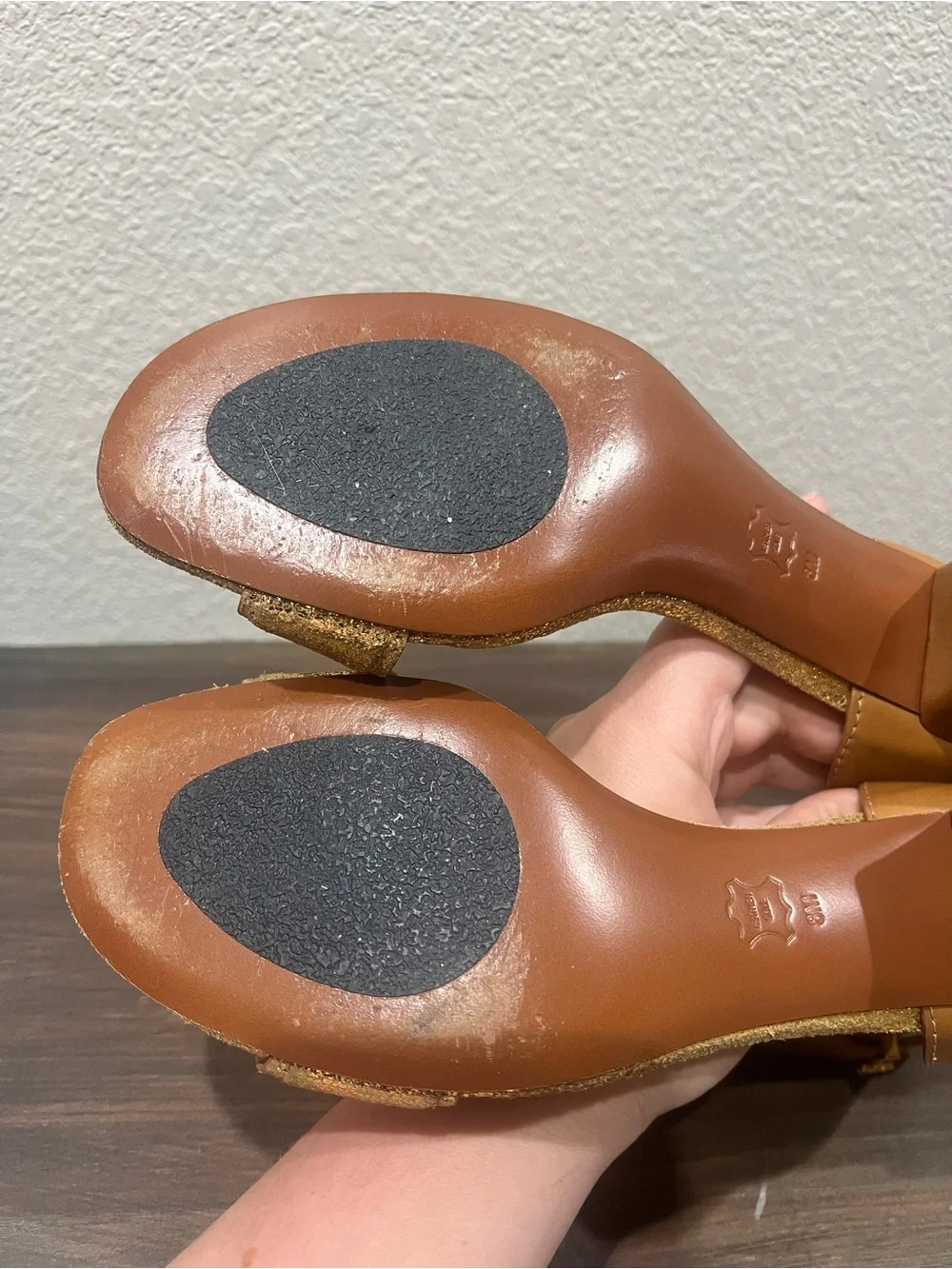 Tory Burch | Tana Ankle Wrap City 2” Heels Leather Block Heel Tan Gold